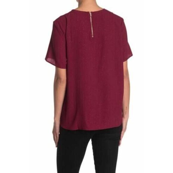 Vero Moda Women's Aya Glitter Short Sleeve Zip Top Cabernet Shimmer 18US - Picture 5 of 6